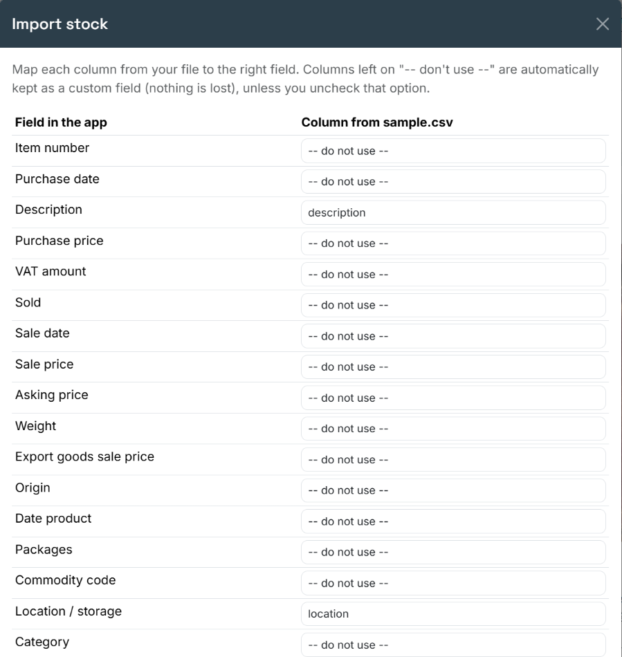 Step 4 — Map your columns and start the import