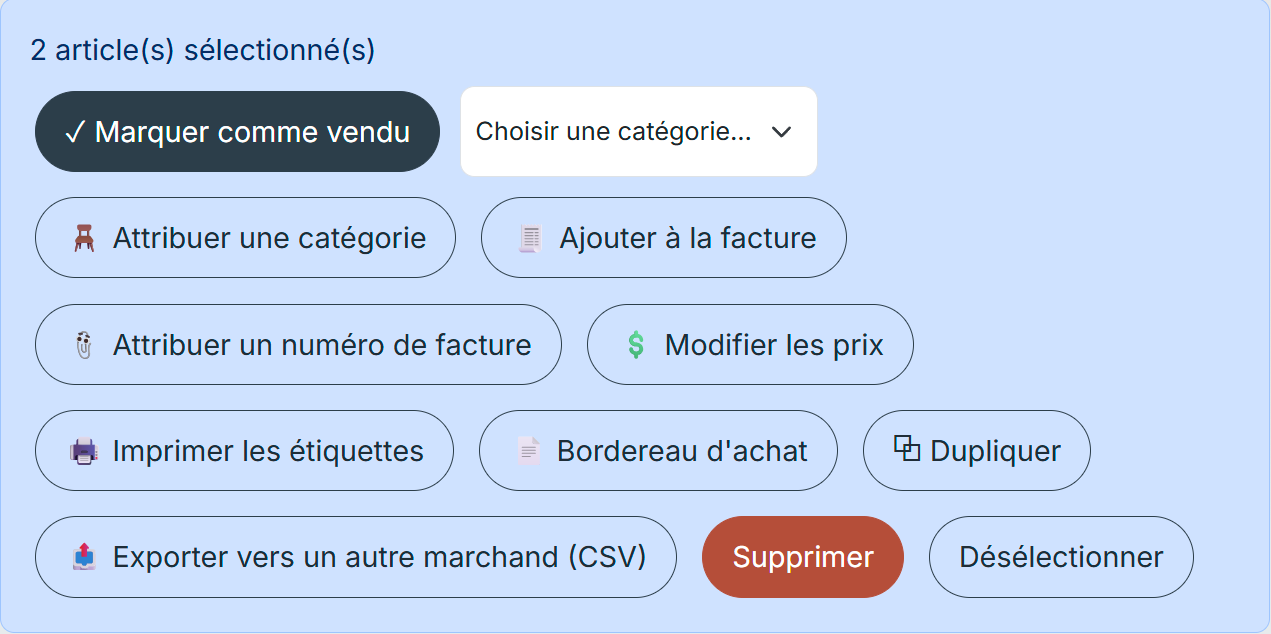 Étape 5 — Un seul bordereau pour tout un lot