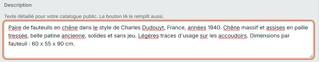 Étape 4 — Rédigez une description détaillée