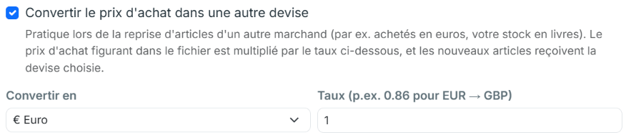 Étape 5 — Convertissez la devise si nécessaire
