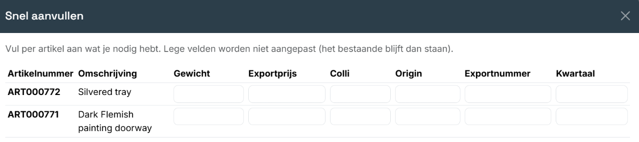 Stap 7 — Zet een hele export onder één nummer