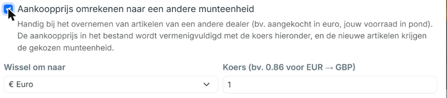 Stap 5 — Reken desnoods de munteenheid om